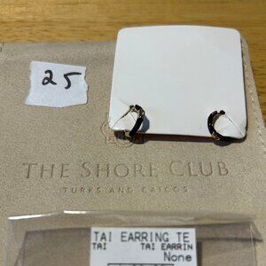 NWT Tai Shore Club Turks + Caicos (Item - 25) Black Gold Mini Hoop Earrings